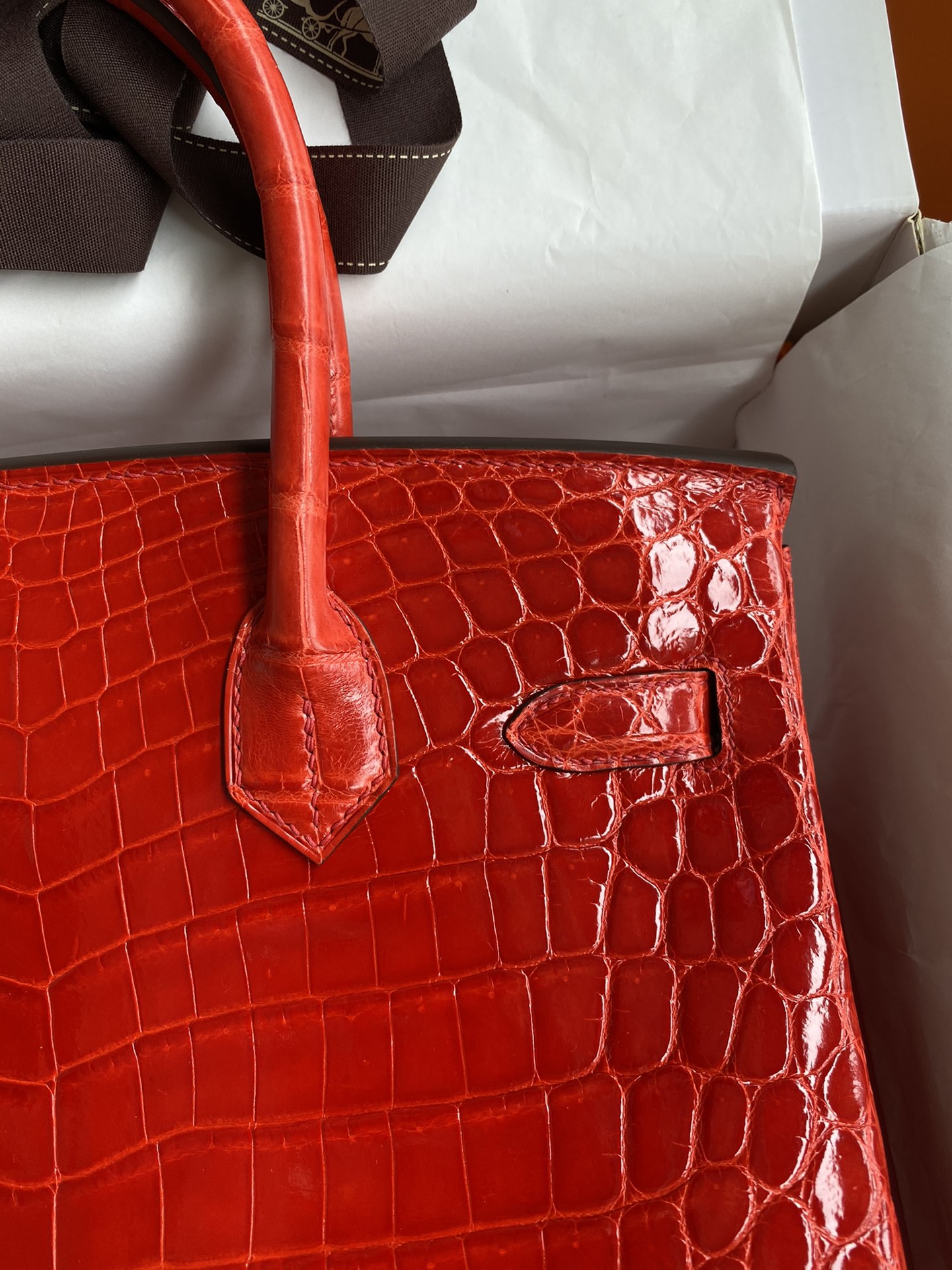 Hermes Birkin 30CM Handmade Bag In Red Crocodile Niloticus Shiny Skin